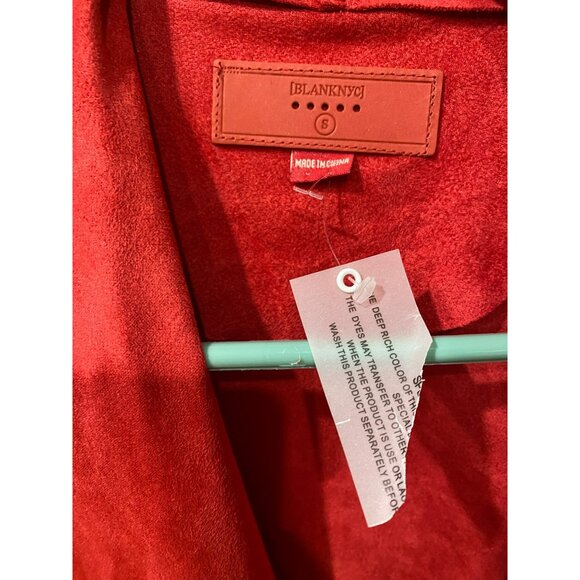 NWT Blanknyc Red Faux Suede Draped Moto Jacket Women’s S Asymmetrical Zipper Sty - Picture 7 of 10